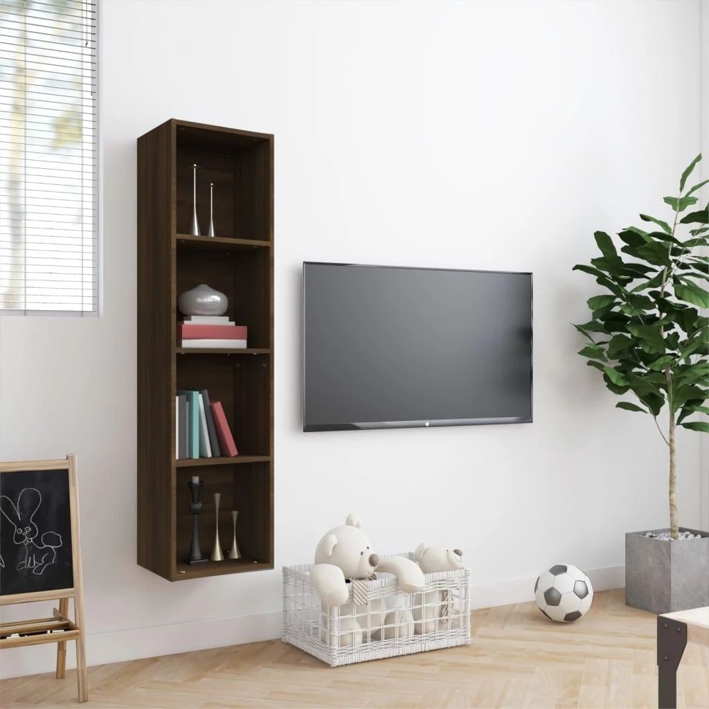 TV staliukas Knygų/televizoriaus spintelė, ruda, 143x30x36cm, mediena