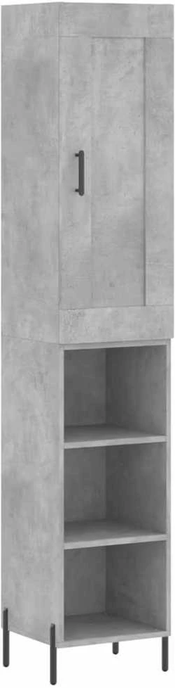 Komoda, betono pilkos spalvos, 34,5x34x180cm, apdirbta mediena