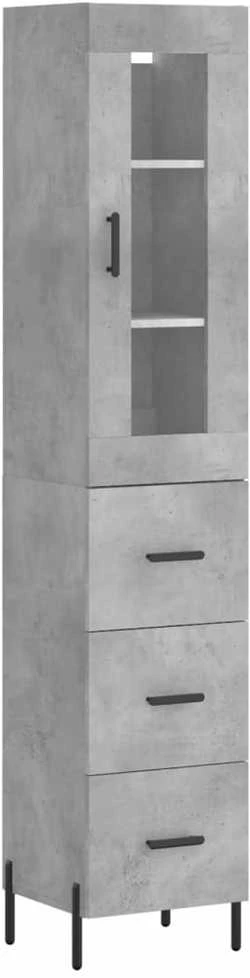 Komoda, betono pilkos spalvos, 34,5x34x180cm, apdirbta mediena