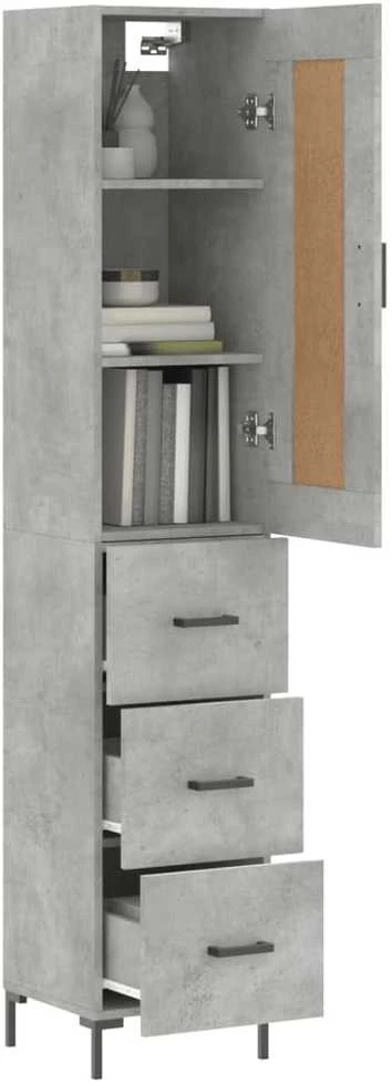 Komoda, betono pilkos spalvos, 34,5x34x180cm, apdirbta mediena
