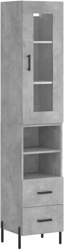 Komoda, betono pilkos spalvos, 34,5x34x180cm, apdirbta mediena
