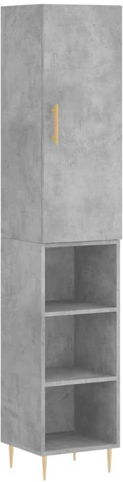 Komoda, betono pilkos spalvos, 34,5x34x180cm, apdirbta mediena