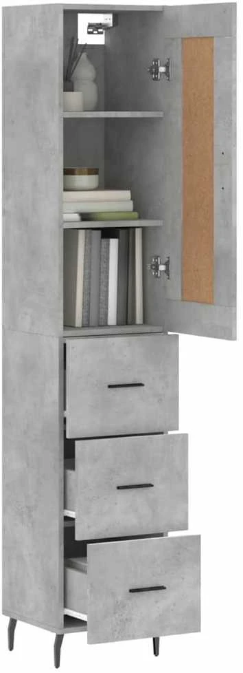Komoda, betono pilkos spalvos, 34,5x34x180cm, apdirbta mediena