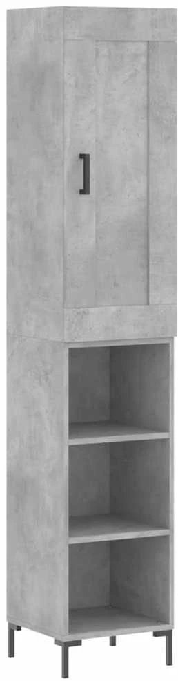 Komoda, betono pilkos spalvos, 34,5x34x180cm, apdirbta mediena