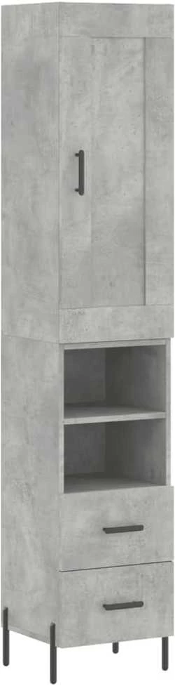 Komoda, betono pilkos spalvos, 34,5x34x180cm, apdirbta mediena