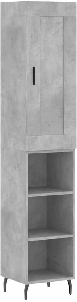 Komoda, betono pilkos spalvos, 34,5x34x180cm, apdirbta mediena