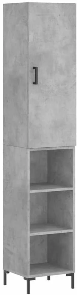 Komoda, betono pilkos spalvos, 34,5x34x180cm, apdirbta mediena