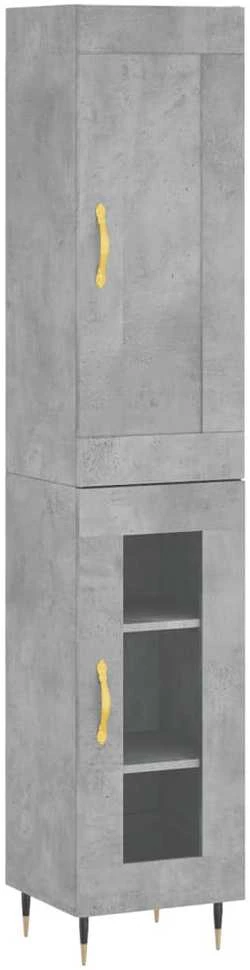 Komoda, betono pilkos spalvos, 34,5x34x180cm, apdirbta mediena