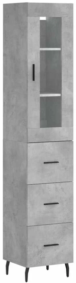 Komoda, betono pilkos spalvos, 34,5x34x180cm, apdirbta mediena
