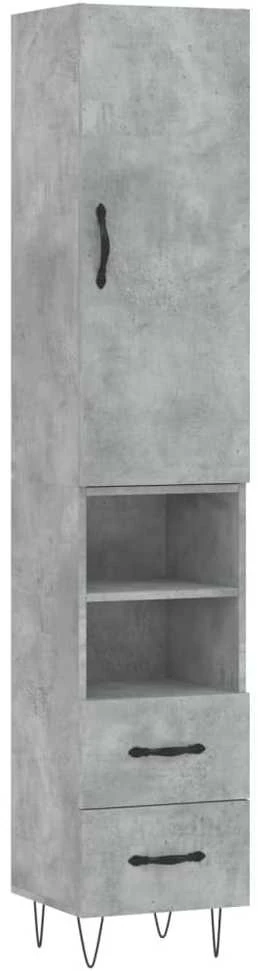 Komoda, betono pilkos spalvos, 34,5x34x180cm, apdirbta mediena