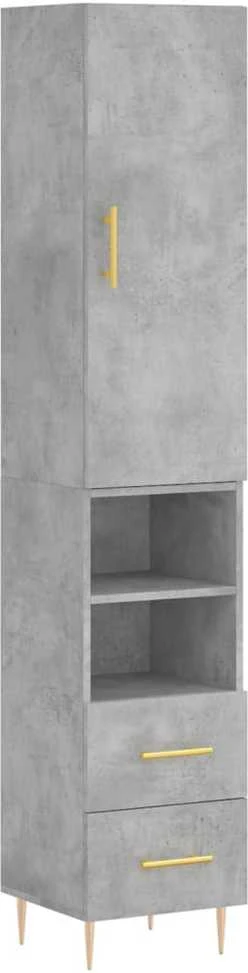 Komoda, betono pilkos spalvos, 34,5x34x180cm, apdirbta mediena