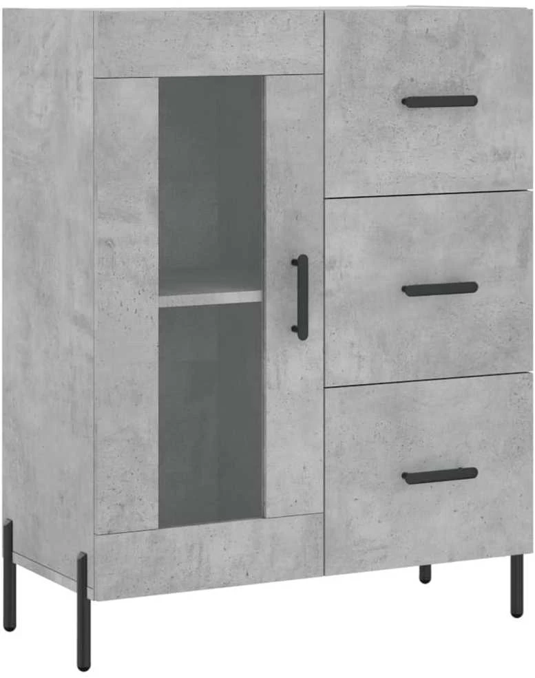 Komoda, betono pilkos spalvos, 69,5x34x180cm, apdirbta mediena