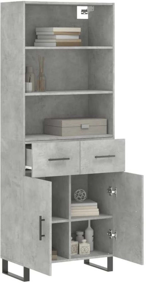 Komoda, betono pilkos spalvos, 69,5x34x180cm, apdirbta mediena