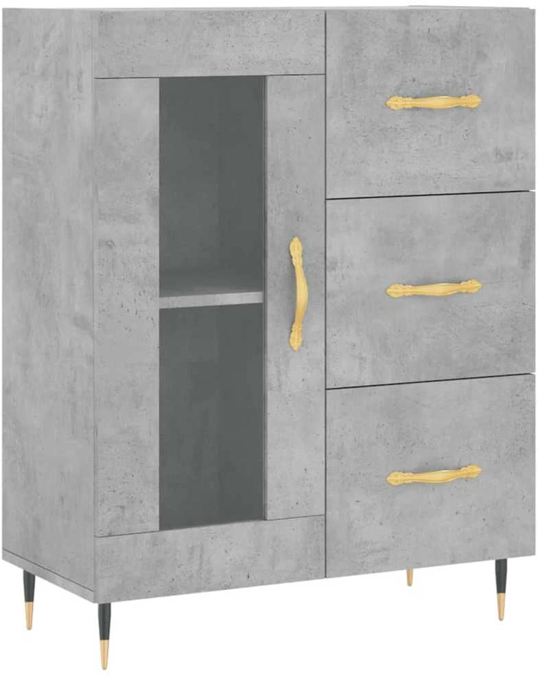 Komoda, betono pilkos spalvos, 69,5x34x180cm, apdirbta mediena