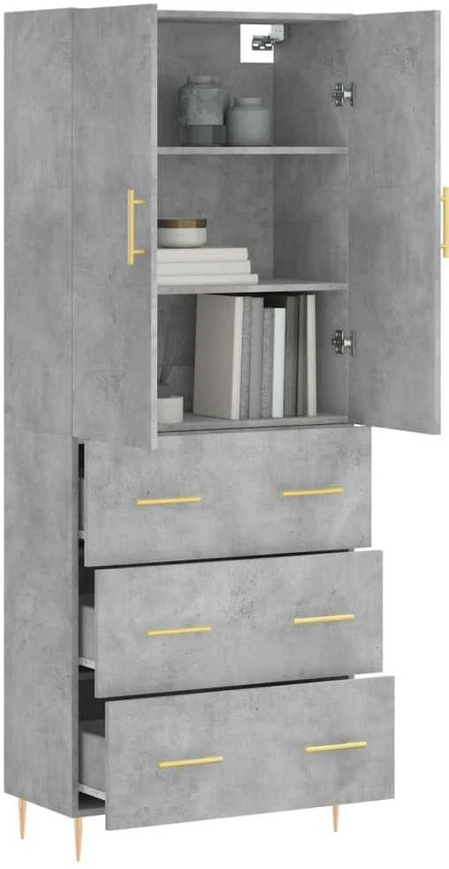 Komoda, betono pilkos spalvos, 69,5x34x180cm, apdirbta mediena