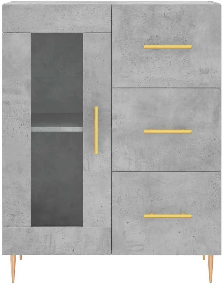 Komoda, betono pilkos spalvos, 69,5x34x180cm, apdirbta mediena