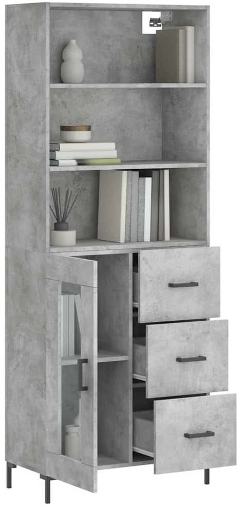 Komoda, betono pilkos spalvos, 69,5x34x180cm, apdirbta mediena