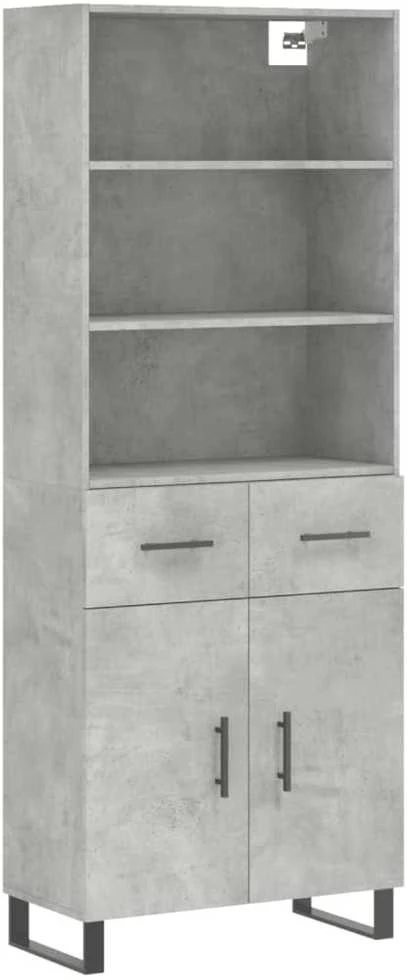 Komoda, betono pilkos spalvos, 69,5x34x180cm, apdirbta mediena