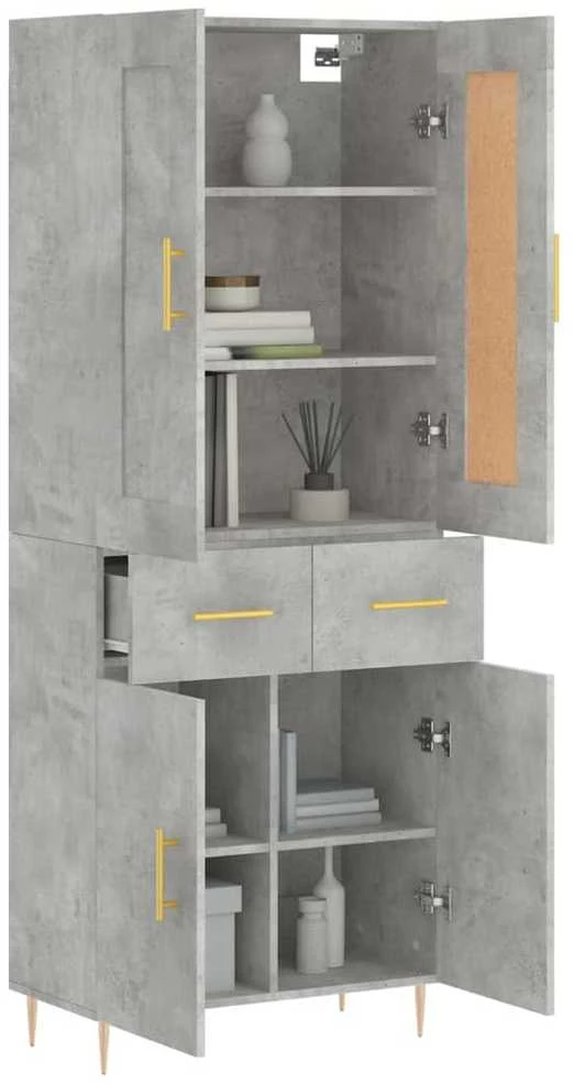 Komoda, betono pilkos spalvos, 69,5x34x180cm, apdirbta mediena