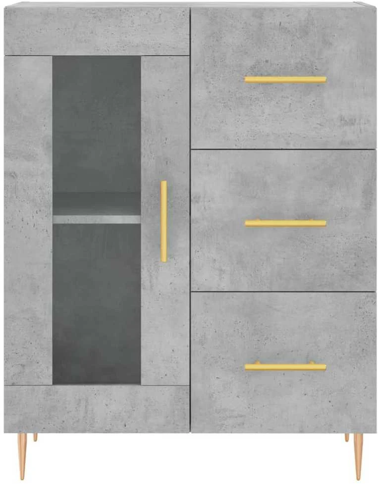 Komoda, betono pilkos spalvos, 69,5x34x180cm, apdirbta mediena