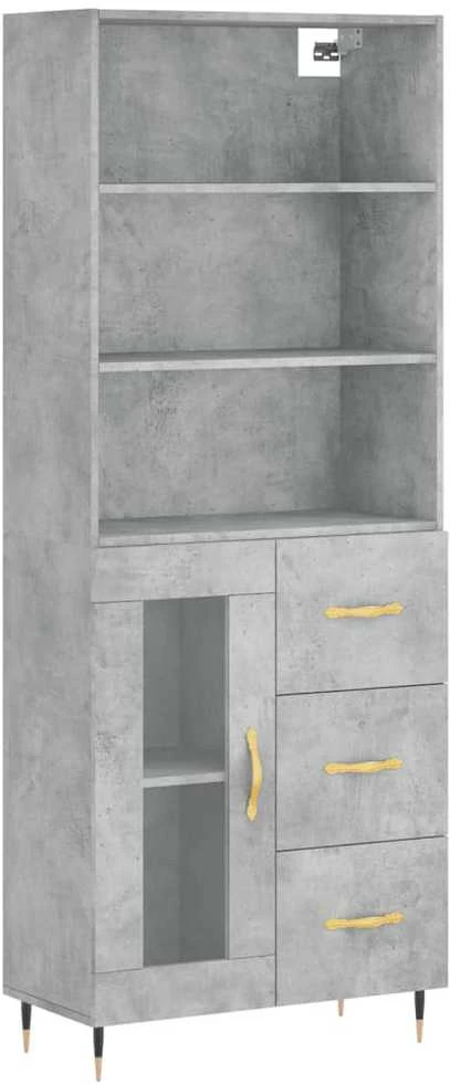 Komoda, betono pilkos spalvos, 69,5x34x180cm, apdirbta mediena