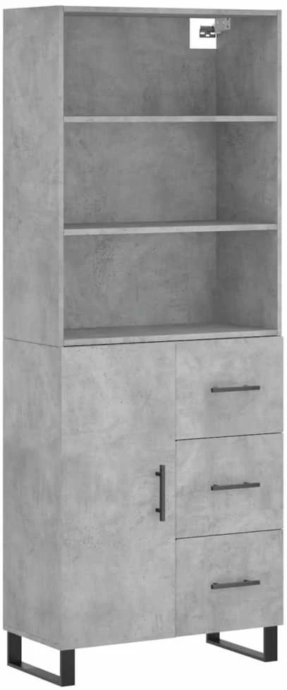 Komoda, betono pilkos spalvos, 69,5x34x180cm, apdirbta mediena