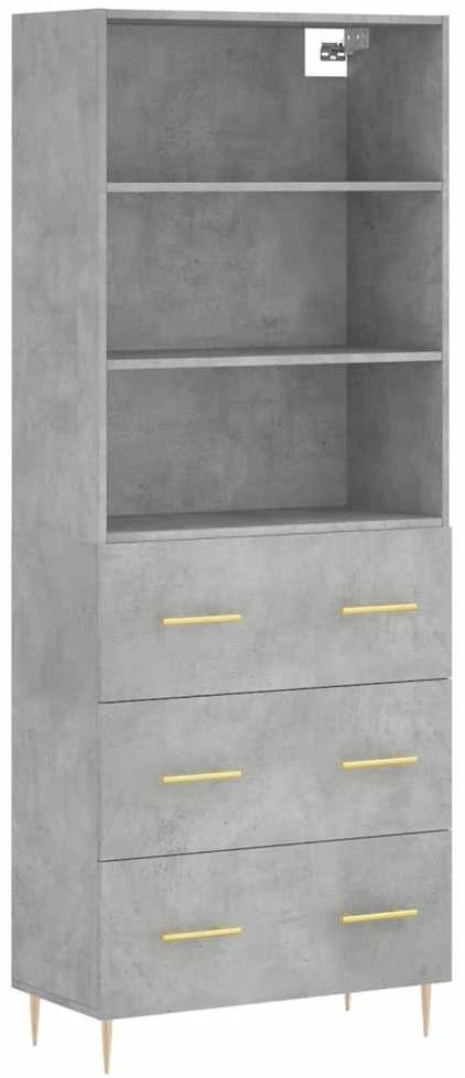 Komoda, betono pilkos spalvos, 69,5x34x180cm, apdirbta mediena