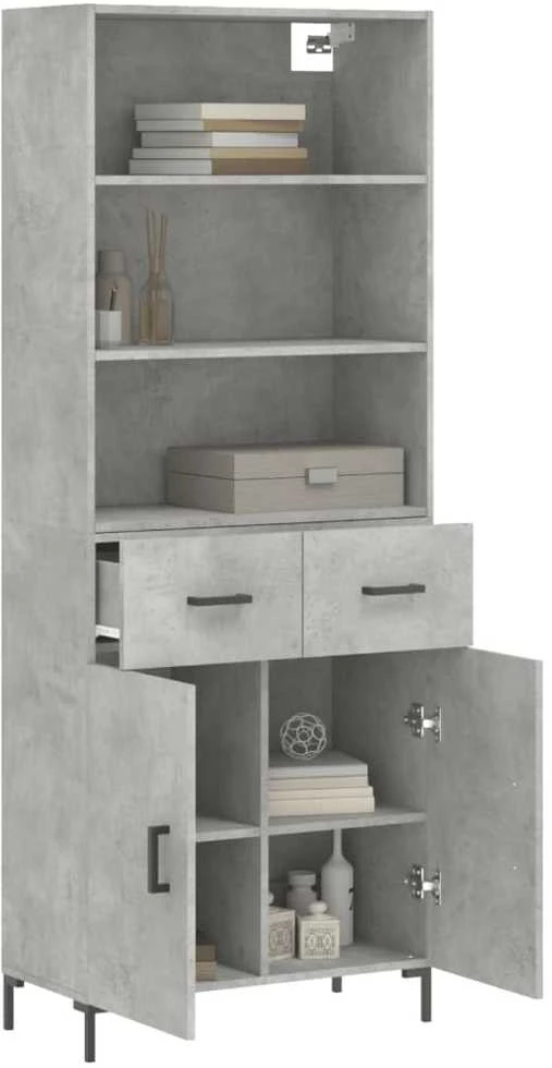 Komoda, betono pilkos spalvos, 69,5x34x180cm, apdirbta mediena