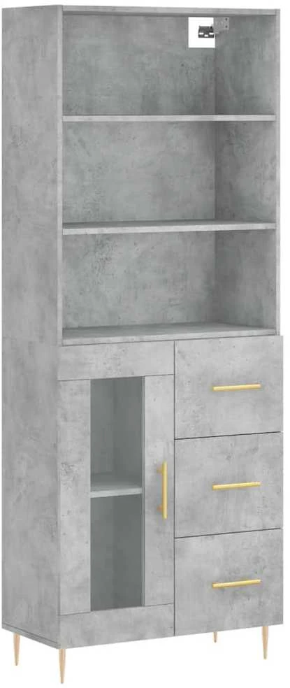 Komoda, betono pilkos spalvos, 69,5x34x180cm, apdirbta mediena
