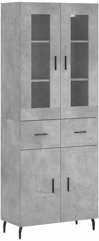 Komoda, betono pilkos spalvos, 69,5x34x180cm, apdirbta mediena