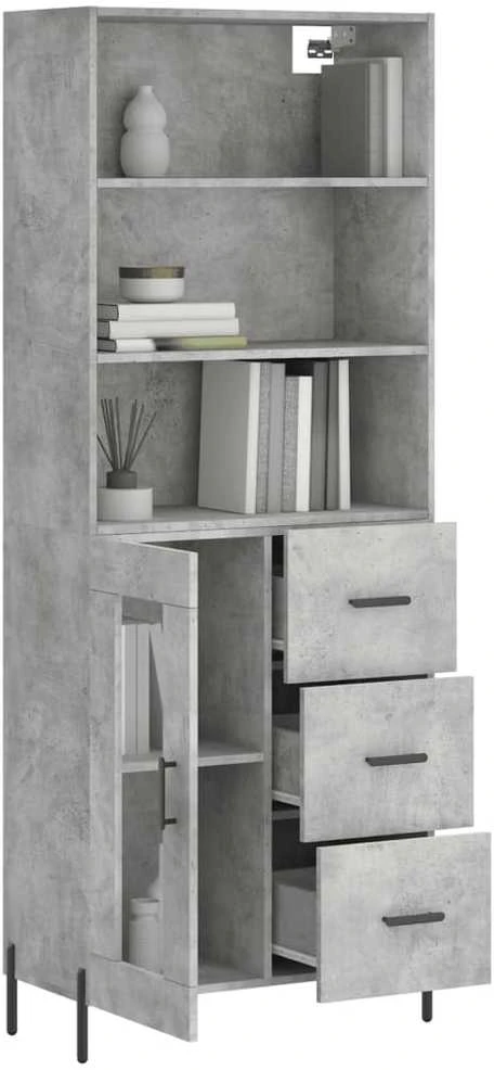 Komoda, betono pilkos spalvos, 69,5x34x180cm, apdirbta mediena