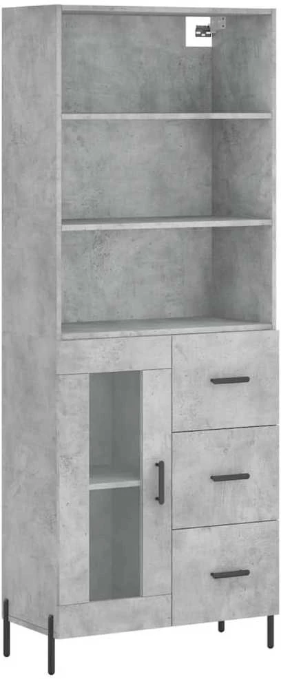 Komoda, betono pilkos spalvos, 69,5x34x180cm, apdirbta mediena