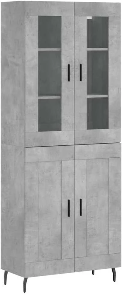 Komoda, betono pilkos spalvos, 69,5x34x180cm, apdirbta mediena
