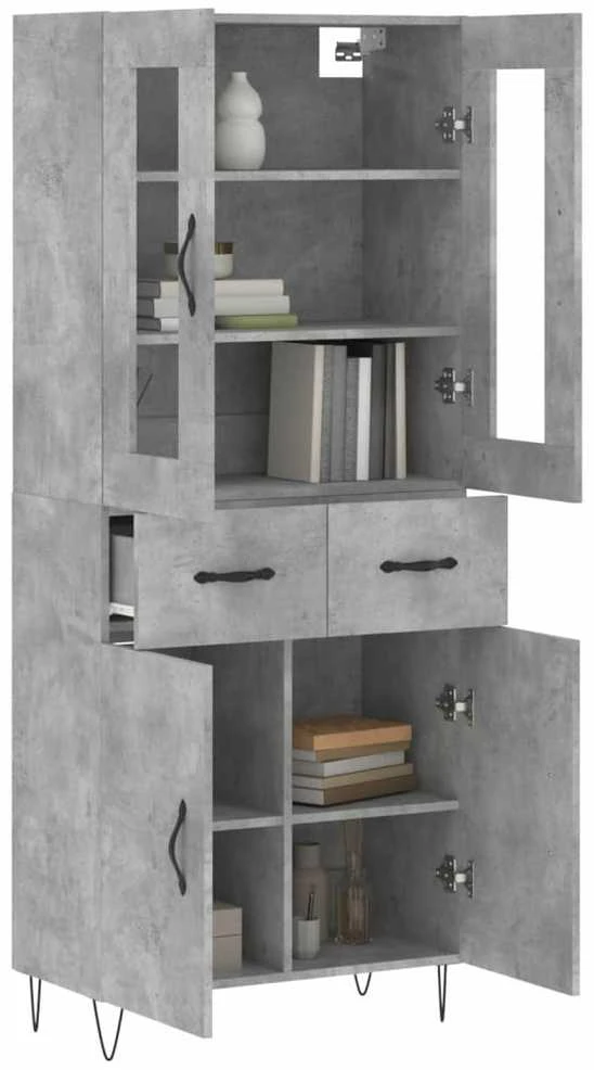 Komoda, betono pilkos spalvos, 69,5x34x180cm, apdirbta mediena