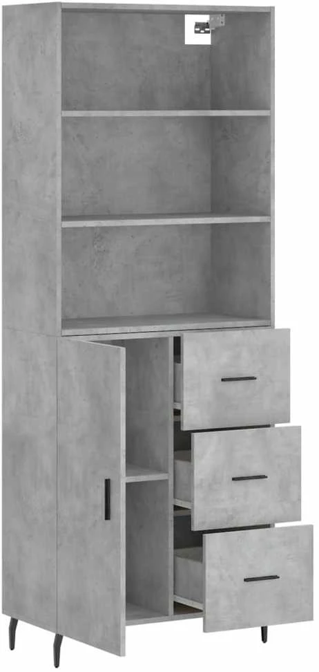 Komoda, betono pilkos spalvos, 69,5x34x180cm, apdirbta mediena