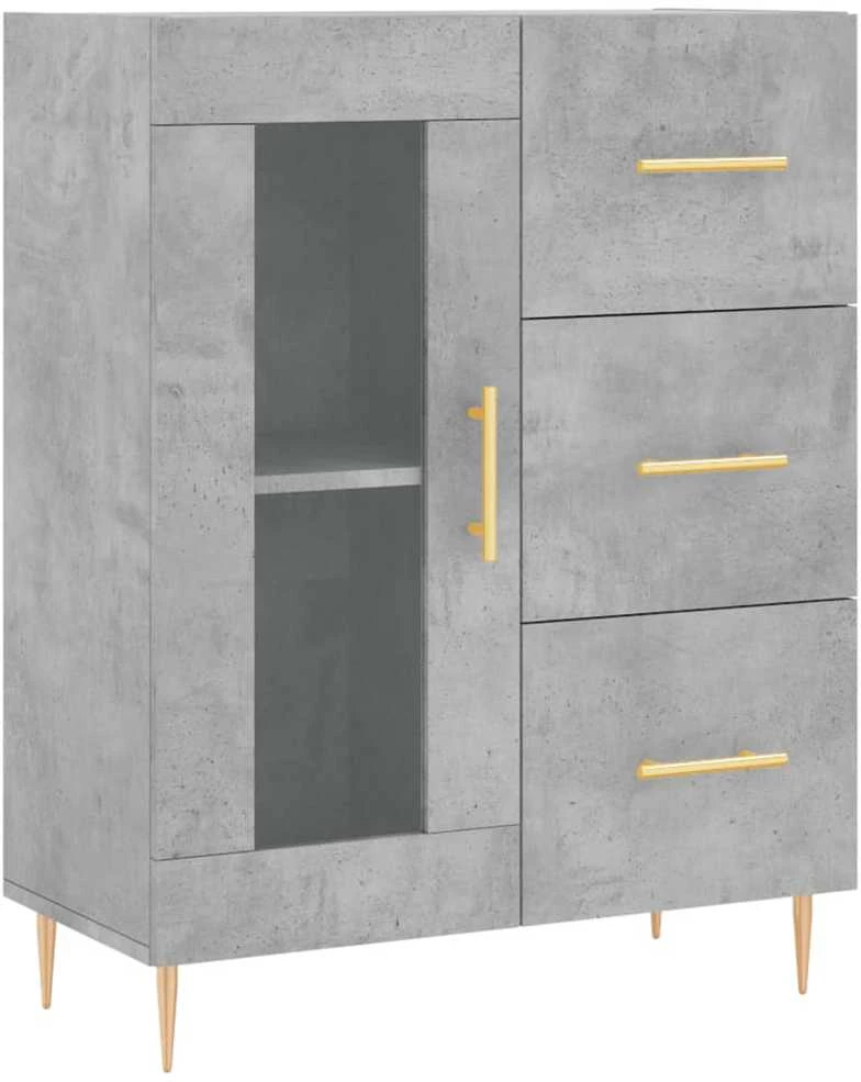 Komoda, betono pilkos spalvos, 69,5x34x180cm, apdirbta mediena
