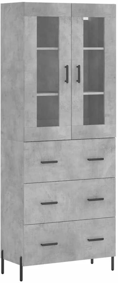 Komoda, betono pilkos spalvos, 69,5x34x180cm, apdirbta mediena
