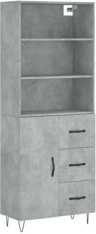 Komoda, betono pilkos spalvos, 69,5x34x180cm, apdirbta mediena