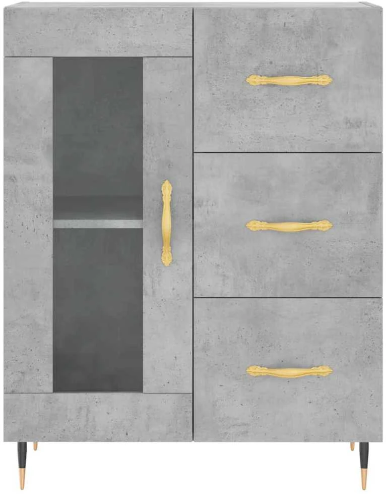 Komoda, betono pilkos spalvos, 69,5x34x180cm, apdirbta mediena