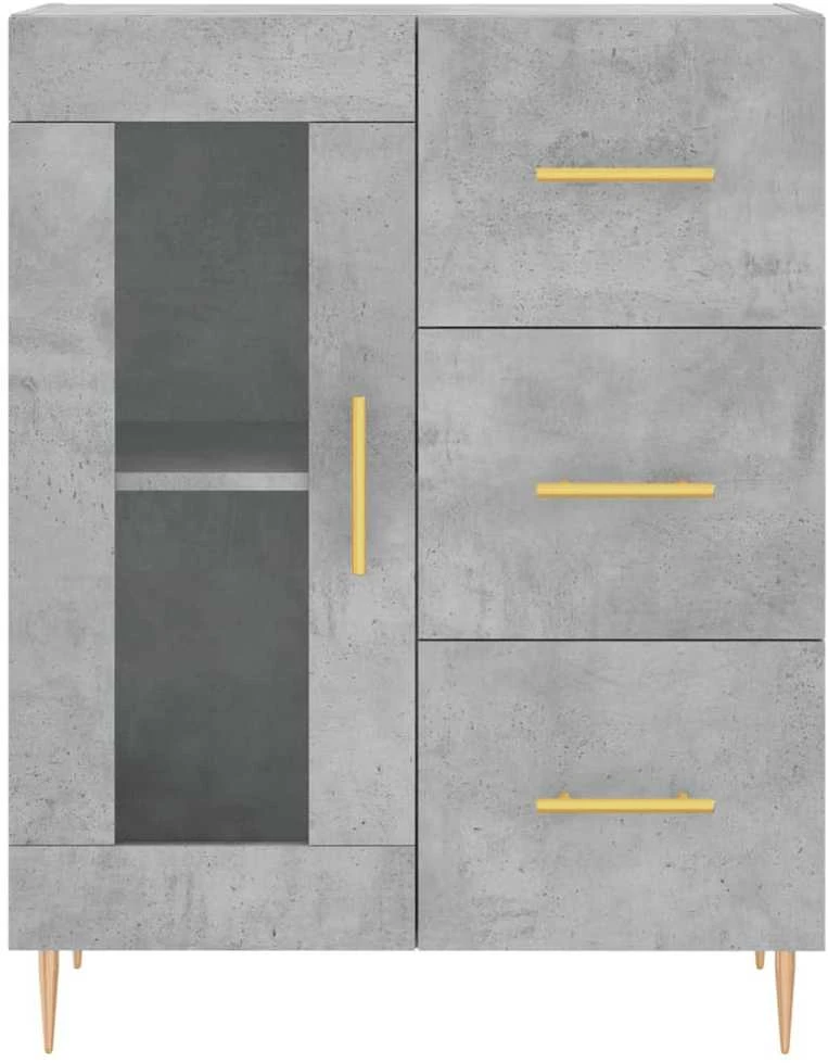 Komoda, betono pilkos spalvos, 69,5x34x180cm, apdirbta mediena