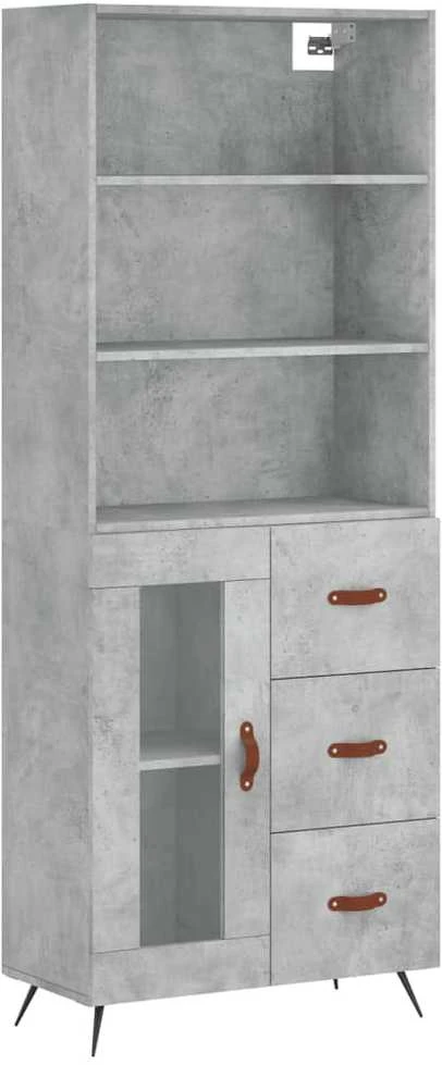 Komoda, betono pilkos spalvos, 69,5x34x180cm, apdirbta mediena