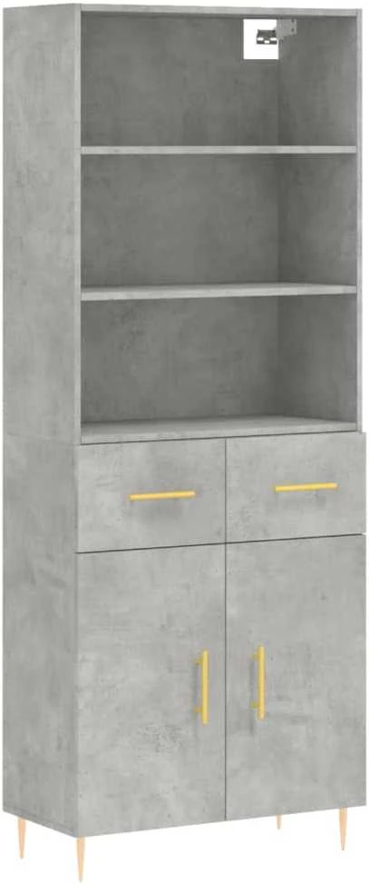 Komoda, betono pilkos spalvos, 69,5x34x180cm, apdirbta mediena