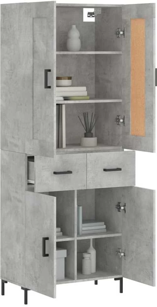 Komoda, betono pilkos spalvos, 69,5x34x180cm, apdirbta mediena