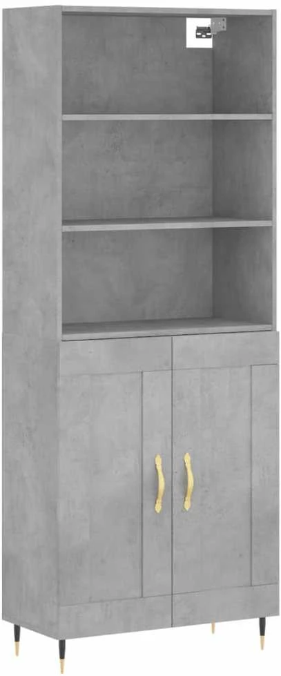 Komoda, betono pilkos spalvos, 69,5x34x180cm, apdirbta mediena