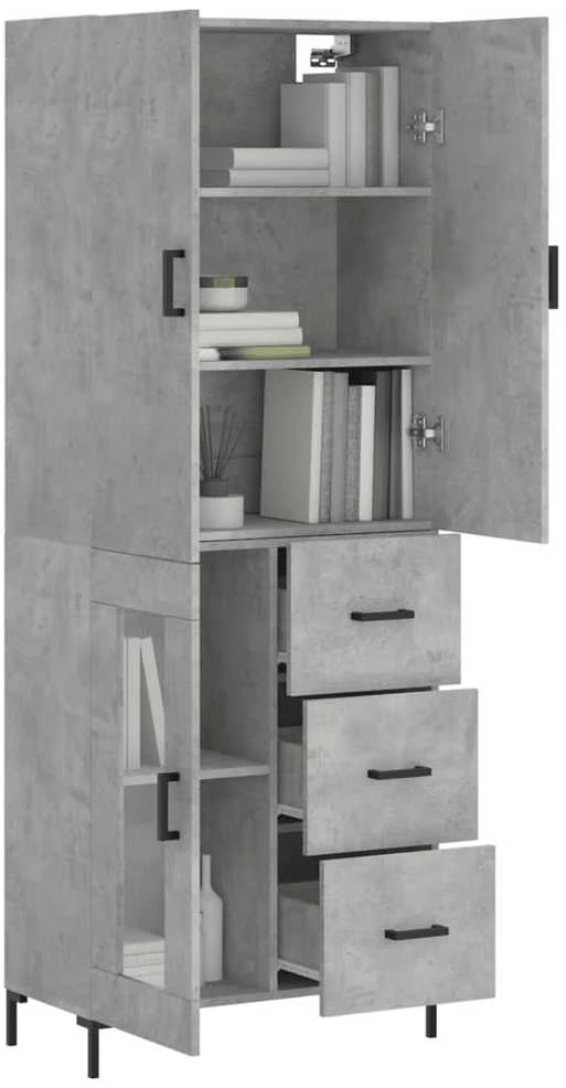 Komoda, betono pilkos spalvos, 69,5x34x180cm, apdirbta mediena
