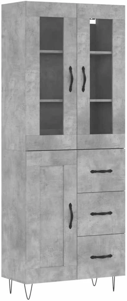 Komoda, betono pilkos spalvos, 69,5x34x180cm, apdirbta mediena