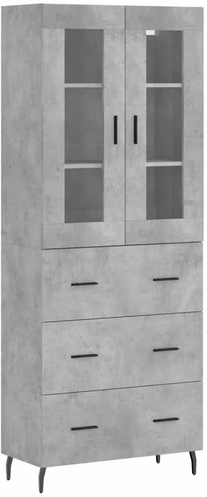 Komoda, betono pilkos spalvos, 69,5x34x180cm, apdirbta mediena
