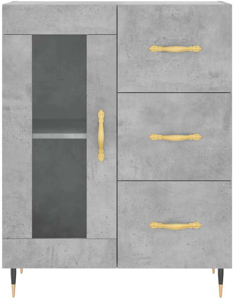 Komoda, betono pilkos spalvos, 69,5x34x180cm, apdirbta mediena