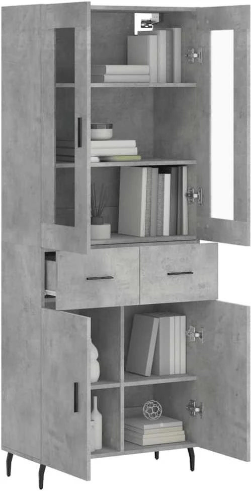 Komoda, betono pilkos spalvos, 69,5x34x180cm, apdirbta mediena