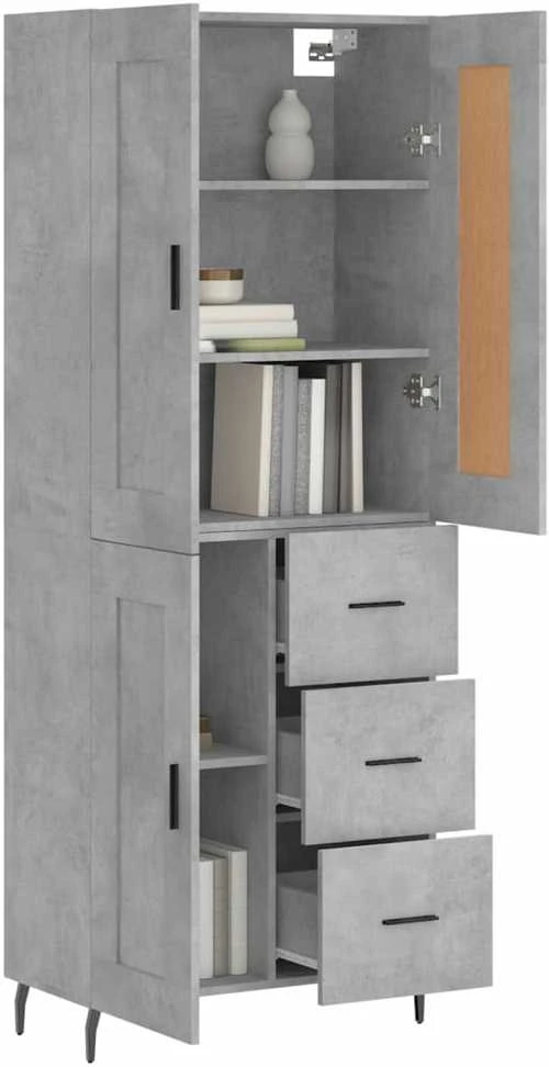 Komoda, betono pilkos spalvos, 69,5x34x180cm, apdirbta mediena